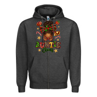 Charcoal Heather Auntie Claus Afro Messy Bun Zipper Hoodie - texasbilliewilder