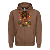 Chestnut Auntie Claus Afro Messy Bun Zipper Hoodie - texasbilliewilder