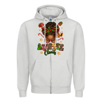 Dove Grey Auntie Claus Afro Messy Bun Zipper Hoodie - texasbilliewilder