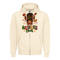 Sandshell Auntie Claus Afro Messy Bun Zipper Hoodie - texasbilliewilder