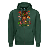 Sports Green Auntie Claus Afro Messy Bun Zipper Hoodie - texasbilliewilder