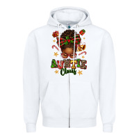 White Auntie Claus Afro Messy Bun Zipper Hoodie - texasbilliewilder