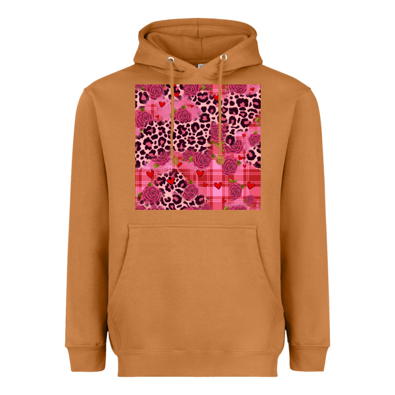 Valentines Day Roses Leopard Seamless Pattern Heavyweight Hoodie by JahusDesignShop | Teevron