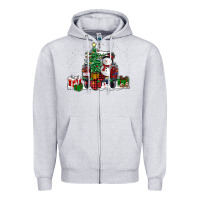 Heather Grey christmas truck Zipper Hoodie - RanaPortraitStore
