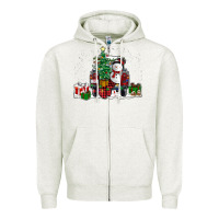 Oatmeal Heather christmas truck Zipper Hoodie - RanaPortraitStore