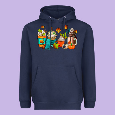 Fall Coffee Cups Heavyweight Hoodie Designed By Adodesignshop