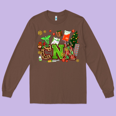 Cna Christmas Long Sleeve Tee Designed By Adodesignshop