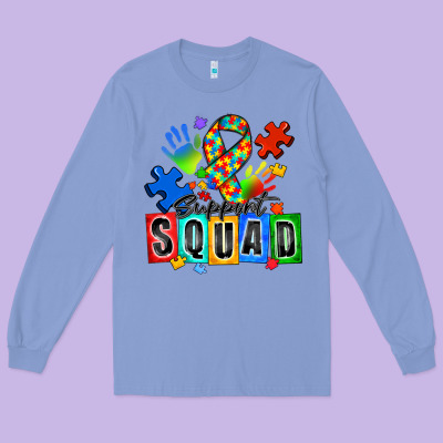 Support Squad Autism Long Sleeve Tee Designed By Zillion Design Studio