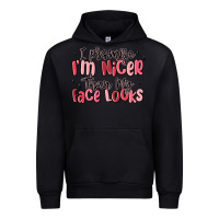 Black i promise i'm nicer than my face looks Urban Hoodie - MaliasSmallBusiness