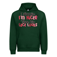 Forest Green i promise i'm nicer than my face looks Urban Hoodie - MaliasSmallBusiness