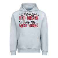 Heather Grey i promise i'm nicer than my face looks Urban Hoodie - MaliasSmallBusiness