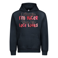 Navy i promise i'm nicer than my face looks Urban Hoodie - MaliasSmallBusiness