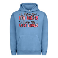 Pigment Pebble Blue i promise i'm nicer than my face looks Urban Hoodie - MaliasSmallBusiness