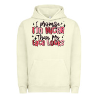 Pigment Pistachio i promise i'm nicer than my face looks Urban Hoodie - MaliasSmallBusiness