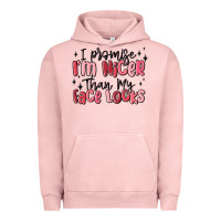 Pigment Salmon i promise i'm nicer than my face looks Urban Hoodie - MaliasSmallBusiness