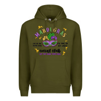 Army Green mardi gras social club Premium Hoodie - MaliasSmallBusiness