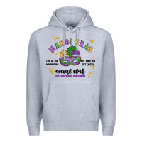 Heather Grey mardi gras social club Premium Hoodie - MaliasSmallBusiness