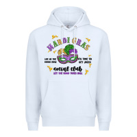 White mardi gras social club Premium Hoodie - MaliasSmallBusiness