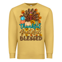 Antique Gold thankful grateful blessed turkey Premium Sweatshirt - Artiststas