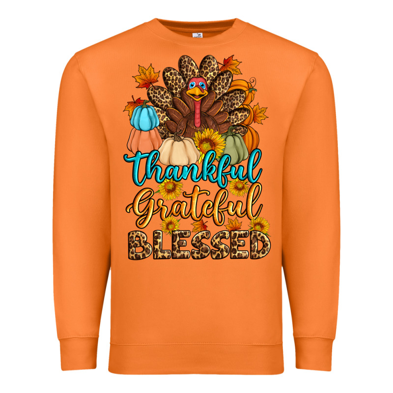 Thankful Grateful Blessed Turkey Premium Sweatshirt by Artiststas | Teevron