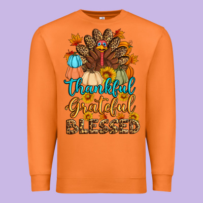 Thankful Grateful Blessed Turkey Premium Sweatshirt Designed By Artiststas