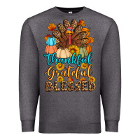 Charcoal Heather thankful grateful blessed turkey Premium Sweatshirt - Artiststas