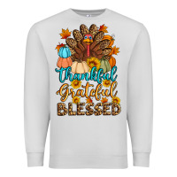Dove Grey thankful grateful blessed turkey Premium Sweatshirt - Artiststas