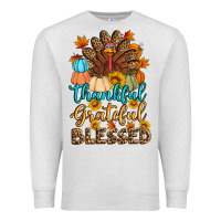 Oatmeal Heather thankful grateful blessed turkey Premium Sweatshirt - Artiststas