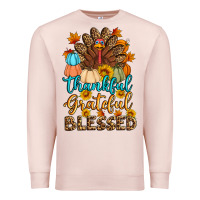 Pale Pink thankful grateful blessed turkey Premium Sweatshirt - Artiststas