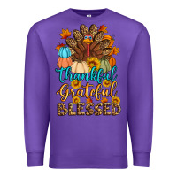 Purple thankful grateful blessed turkey Premium Sweatshirt - Artiststas