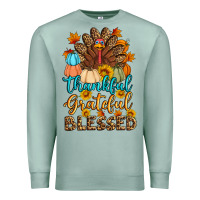 Seafoam thankful grateful blessed turkey Premium Sweatshirt - Artiststas