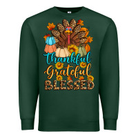 Sports Green thankful grateful blessed turkey Premium Sweatshirt - Artiststas
