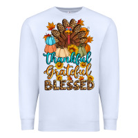 White thankful grateful blessed turkey Premium Sweatshirt - Artiststas
