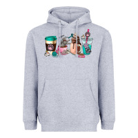 Heather Grey cat  coffee cup Heavyweight Hoodie - AdoDesignShop