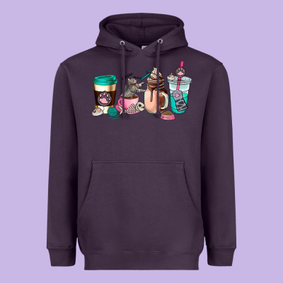 Cat  Coffee Cup Heavyweight Hoodie Designed By Adodesignshop