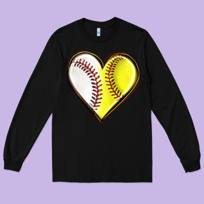 Long Sleeve Tee baseball and softball heart