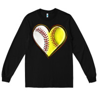 Black baseball and softball heart Long Sleeve Tee - texasbilliewilder