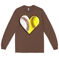 Chestnut baseball and softball heart Long Sleeve Tee - texasbilliewilder
