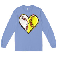 Colony Blue baseball and softball heart Long Sleeve Tee - texasbilliewilder