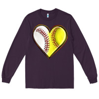 Plum baseball and softball heart Long Sleeve Tee - texasbilliewilder