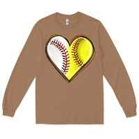 Toasted Coconut baseball and softball heart Long Sleeve Tee - texasbilliewilder