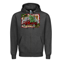 Charcoal Heather christmas truck with tree Zipper Hoodie - RanaPortraitStore