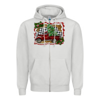 Dove Grey christmas truck with tree Zipper Hoodie - RanaPortraitStore