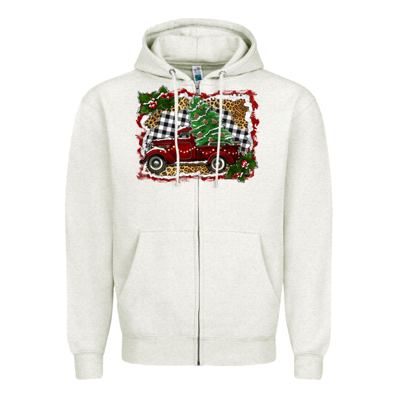 Christmas Truck With Tree Zipper Hoodie by RanaPortraitStore | Teevron