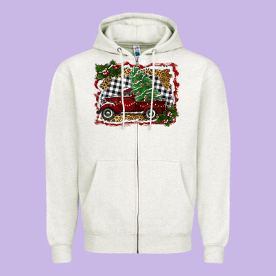 Christmas Truck With Tree Zipper Hoodie Designed By Ranaportraitstore
