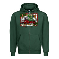 Sports Green christmas truck with tree Zipper Hoodie - RanaPortraitStore