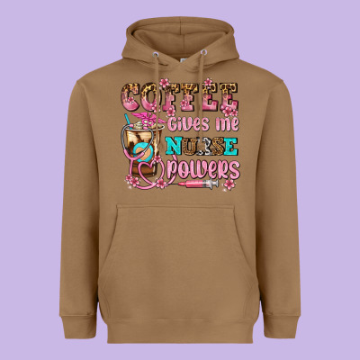 Coffee Gives Me Nurse Power Heavyweight Hoodie Designed By Adodesignshop