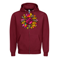 Burgundy race  sunflower Zipper Hoodie - Zillion Design Studio