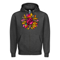 Charcoal Heather race  sunflower Zipper Hoodie - Zillion Design Studio