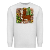 Oatmeal Heather Hereford cactus sunflower Premium Sweatshirt - JahusDesignShop
